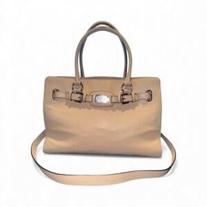 Michael Kors Hamilton leather satchel in Bisque